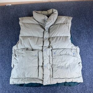VTG Woodlake Puffer Vest Mens Large Khaki Cotton Duck Down Insulated‎ Snap Front